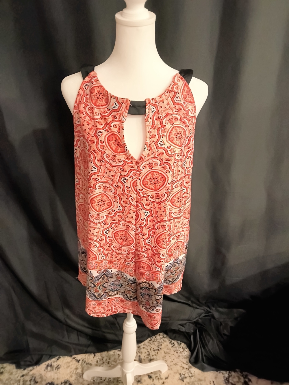 GNW Red Paisley Keyhole Tank with Black Trim